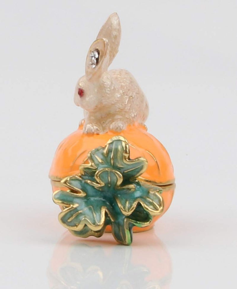 SEVENBEES Hand Painted Rabbit Figurine Enamel Hinged Jewelry Trinket Box - Image 3